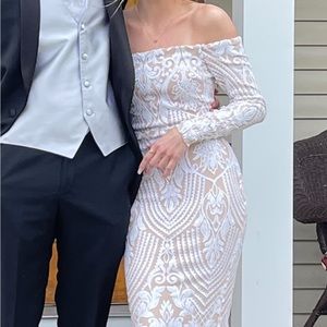 White long sleeve prom dress. Size Small.